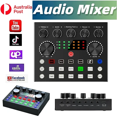 V80S Audio Mixer Sound Card External Voice Phone Live Recording Studio Streamin - Image 1 of 4