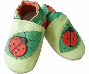 Schuhe Leder Puschen Hausschuhe Marienkäfer Gr 17 / 18 Echtleder 0-6Monate NEU - Bild 1 von 1