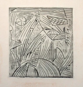 Lester Epstein (1919-1963) Abstrakte Radierung um 1950er, modern, New Orleans. - Bild 1 von 3