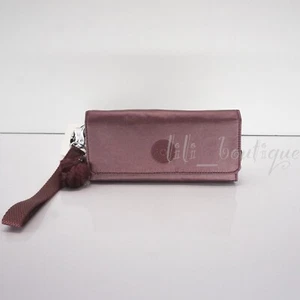 NWT Kipling AC8151 RUBI Snap Long Wallet Wristlet Polyamide Dark Maroon Metallic - Picture 1 of 9