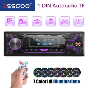 Autoradio mit Bluetooth BT Freisprech 7 Farben Single DIN MP3 USB Aux FM NON CD - Bild 1 von 13