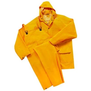 3-teiliger FR Sicherheits-Regenanzug gelb Regenjacke mit abnehmbarer Kapuze & Overall 5XL - Bild 1 von 2