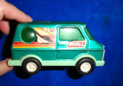 Mini furgoneta personalizada Buddy L vintage verde con ventanas de burbujas Foto 1 de 4