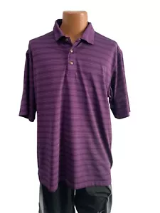 Polo de golf Pebble Beach Performance adulto grande púrpura a rayas rugby para hombre - Imagen 1 de 4
