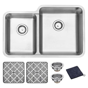 DIRECTUNIT undermount Kitchen Sink 18 Gauge Stainless Steel Double Bowl 31.5" - Picture 1 of 18