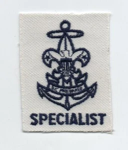 Vintage Sea Scout Specialist Patch, Blue on White, Cloth Gauze Back (1966), Mint - Picture 1 of 2