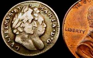 W806: 1691 William & Mary Silver Twopence, Spink 3443 - conjoined busts - Picture 1 of 2