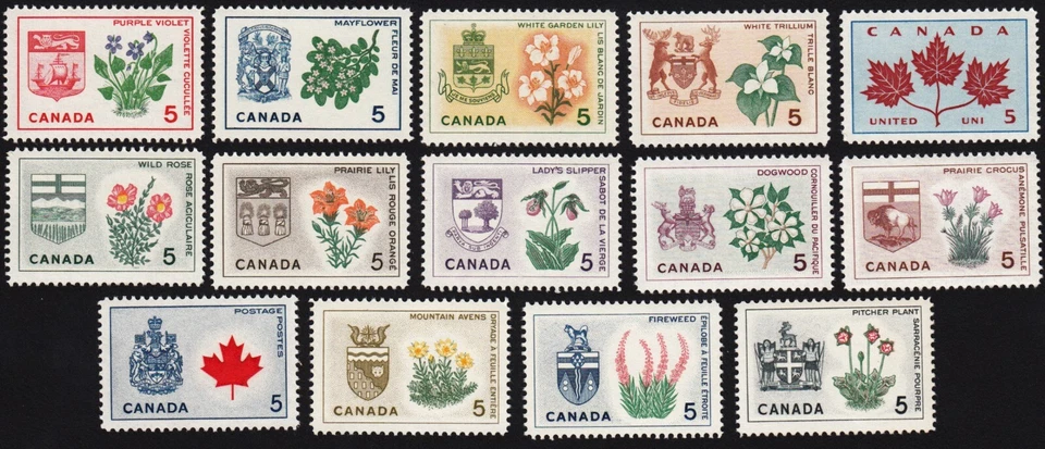 Canada = Coats-of-Arms = Emblems #417-429a MNH,  Full set of 14 - Image 1 of 1