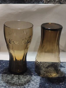 2 Coca Cola Coke Glass 6" brown Glass cups - Picture 1 of 5