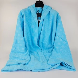 VERSACE Seashell Baroque Azur Blue Unisex Short Bathrobe New - Picture 1 of 10