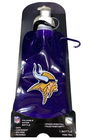 Minnesota Viking Refillable FOLDABLE Water Bottle BPA Free Cover