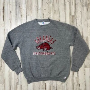 Vintage 90s Russell Arkansas Razorbacks Gray Crewneck Sweater Mens Size M - Picture 1 of 6