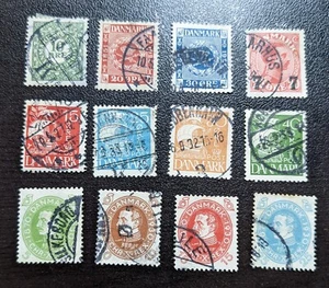 Denmark. Scott's #s 178//216, Used. Nice Lot of 12. sal's stamp store. - Bild 1 von 3