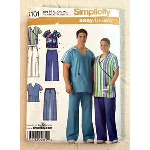 4101 Simplicity Sew Pattern Unisex Scrub Tops & Cargo Poc Pant Sizes XL-XxL-XxxL - Picture 1 of 3