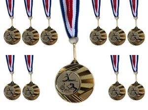30x Gymnastics Medals - 40mm Gold Metal With Ribbons - Picture 1 of 3