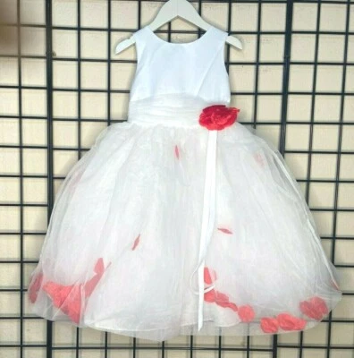 NWT Super Plush White/Red Petal Sweetie Pie Pageant/Party/Formal Gown 3-Fit 4/5Y - Image 1 of 4