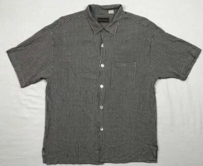Camisa De Colección Johnston Murphy Para Hombres Abotonada Grande Negra Marfil Cuadros C2 Foto 1 de 4