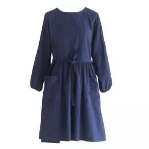 Womens Cotton Aprons Long Sleeve Waterproof Kitchen Florist Overall Smock - Picture 1 of 15