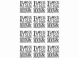 I Love You to the Moon and Back 12 pcs 1 Inch Black Fused Glass Decals - Picture 1 of 1