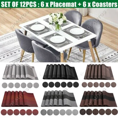 Colchonetas y posavasos de PVC antideslizantes con aislamiento térmico para mesa de comedor 12 piezas Foto 1 de 4