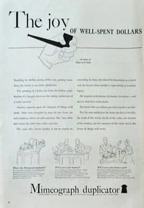 1940 duplicador mimeográfico anuncio vintage La alegría de los dólares bien gastados - Imagen 1 de 1