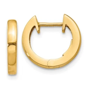 14k Yellow Gold Polished 2MM Hinged Hoop Earrings for Women 2.03g L-9 mm - Picture 1 of 4