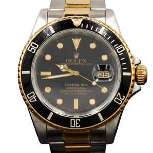 Mens Rolex Two-Tone 18k Yellow Gold and SS Submariner Watch Black Dial 16613 - Picture 1 of 8