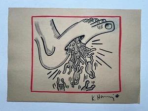 Keith Haring Drawing on paper (Handmade) signed and stamped mixed media - Picture 1 of 5