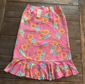 Sigrid Olsen Sport Pink Floral Flounce Skirt Womens Sz 10 Ruffle Side Zip New - Picture 1 of 15