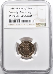 1989 UK Great Britain 500th Anniversary Gold Proof Half Sovereign • PF70 TOP POP - Picture 1 of 5