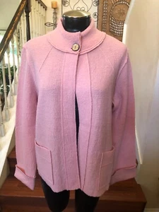 Jones Wear Cardigan Sweater Pink PXL 1 Big Button Open Knit Long Sleeve Wool NWT - Picture 1 of 6