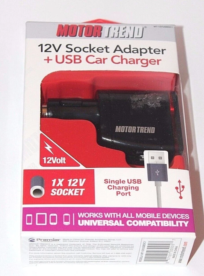 Adaptador de enchufe Motor Trend 12V + cargador USB para coche MT-12VUSBDC1  Foto 1 de 1