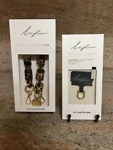 LaCoqueFrancaise Long Emmy Brown Tortoise Cell Phone Chain 120cm w/ Adaptor NEW - Picture 1 of 10