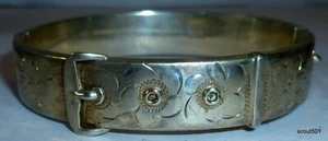 Antiguo brazalete de roseta con cinturón de plata esterlina victoriano del siglo XX - Imagen 1 de 13