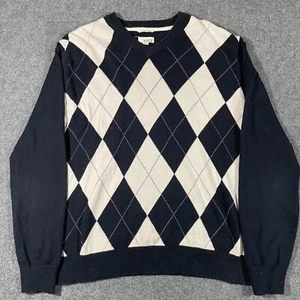 Nordstrom 1901 großer Herrenpullover schwarz Argyle Kaschmirmischung Academia - Bild 1 von 9