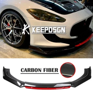 CARBON Front Bumper Lip Splitter Spoiler For Maserati 2007-2015 GranTurismo Base - Picture 1 of 12