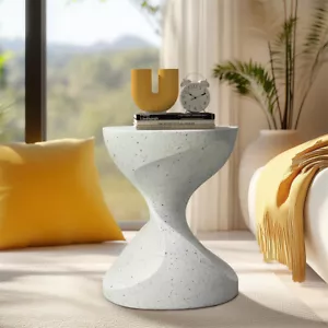 Hourglass Lightweight Concrete Patio Side Table Accent Table Plant Stand Garden - Picture 1 of 16