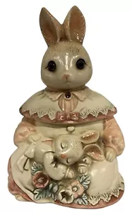 Vintage Cookie Jar Mother Rabbit and sleeping Bunny Baker Hart & Stuart 3703 - Picture 1 of 12