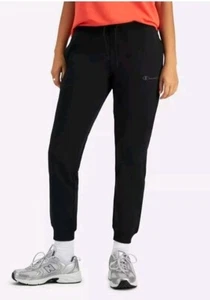 Champion Womans Script Tonal Cuff Black Trackpants Size L Brand New with Tags - Picture 1 of 5