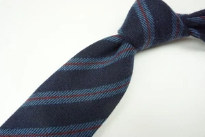 Cesare Attolini Krawatte Indigo Himmelblau Kirschrot Gestreift Kaschmirmischung BRANDNEU - Bild 1 von 6