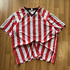 Maglia calcio anni 2000 a righe rosse e bianche taglia XL - Foto 1 di 6