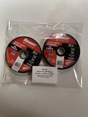 BAUER 4-1/2 in. x 1/16 in. x 7/8 in., Type 01/41 Metal Cut-Off Wheel, 20 WHEELS  - Image 1 of 4