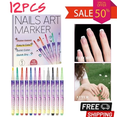 12Pcs Polishey Nail Polish Pen Nail Varnish Pen Nail Art Drawing Graffiti Marker - Image 1 of 4