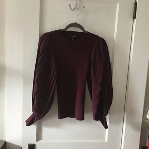 WHBM weinrot Strick Plissee Ballonärmel Pullover Oberteil XS - Bild 1 von 5