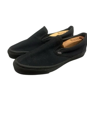 Zapatillas sin cordones vintage años 70 80 VANS hechas en EE. UU. negras de lona talla 11,5 anchas Foto 1 de 4