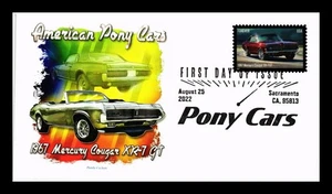 DR JIM STAMPS US COVER PONY CARS 1967 MERCURY COUGAR XR-7 GT FDC PANDA CACHET - Picture 1 of 2