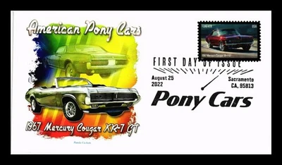 DR JIM STAMPS US COVER PONY CARS 1967 MERCURY COUGAR XR-7 GT FDC PANDA CACHET - Image 1 of 2