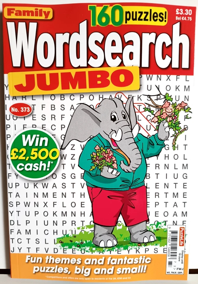 WORDSEARCH FAMILY WORDSEARCH JUMBO PUZZLE BOOK ISSUE 373 P&P INCL. NEW - Image 1 of 1