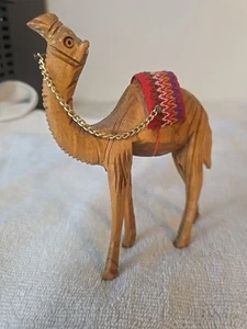 VTG Olive Wood Camel Hand Carved Figurine Bethlehem - Picture 1 of 8