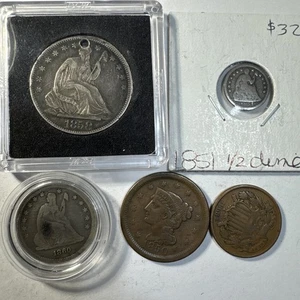 CULL MANIA: 1858-P Seated Liberty Half Dollar (gelocht) + Cull Pals COBM-4056 - Bild 1 von 16